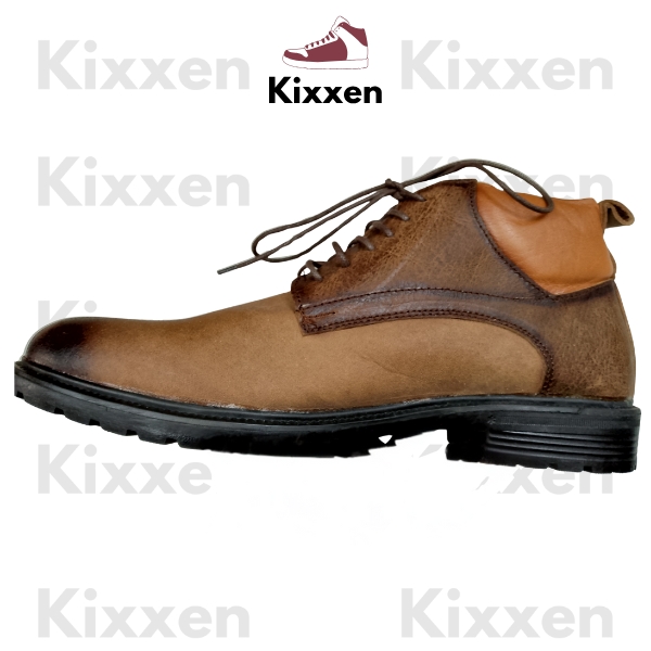 Two-Tone Tan Brown Oil-Tanned Leather Derby Boot – Premium Men’s Lace-Up Boot