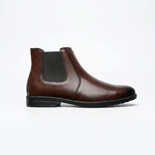Premium Cow Leather Chocolate Brown Chelsea Boot (Dual Elastic / Slip-On)
