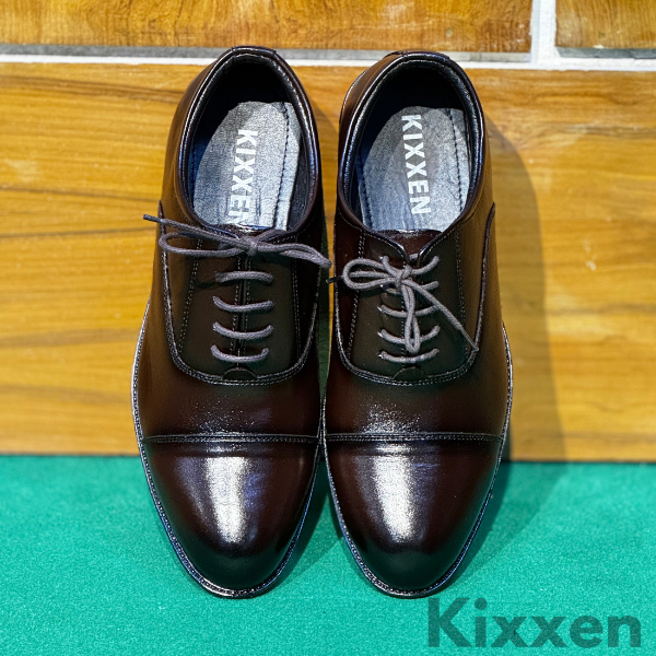Kixxen Chocolate Genuine Leather Oxford Formal Shoes for Men – Classic Office Wear
