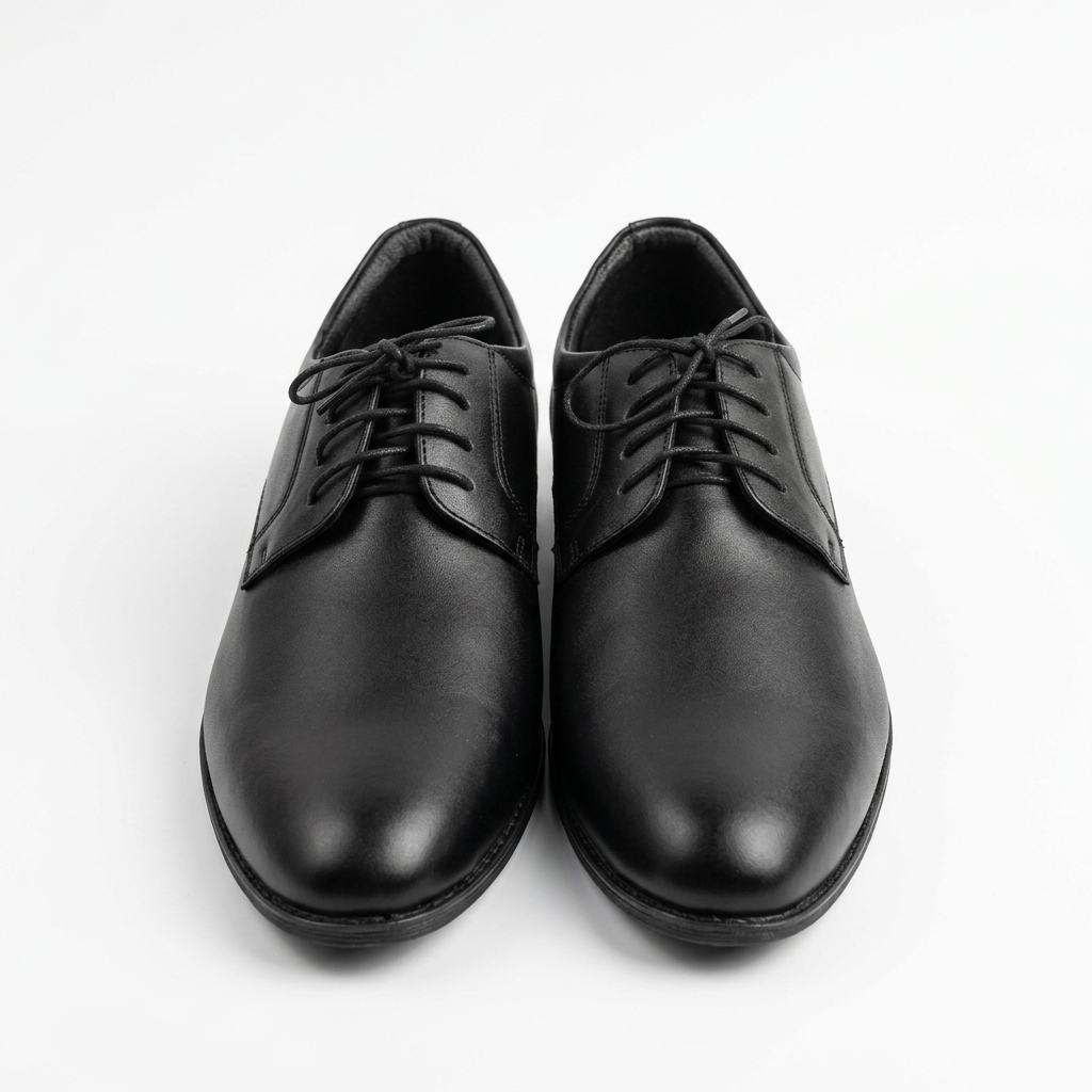 Kixxen Classic Plain Toe Black Leather Derby Shoe - Image 3